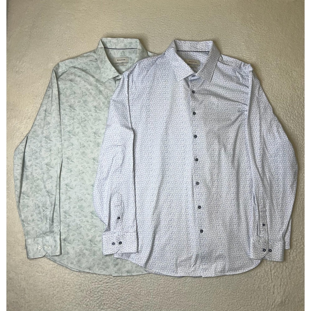 Bugatchi 8 Way‎ Stretch Shirts Lot Of 2 Mens 3XL Multicolor Floral LS Button Up